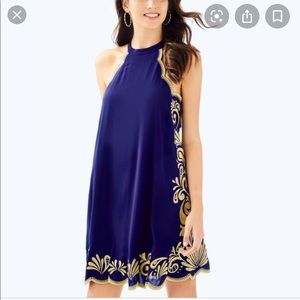 Lilly Pulitzer NWT Navy Blue & Gold Quinn Dress